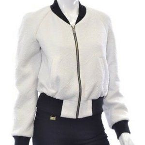 Rachel Roy White and Black Bomber Jacket S